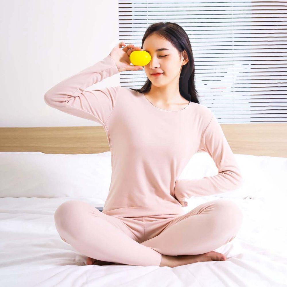 OCEANMAP Bộ Đồ Lót Dài Tay Giữ Ấm Màu Sắc Đơn Giản Cho Nữ