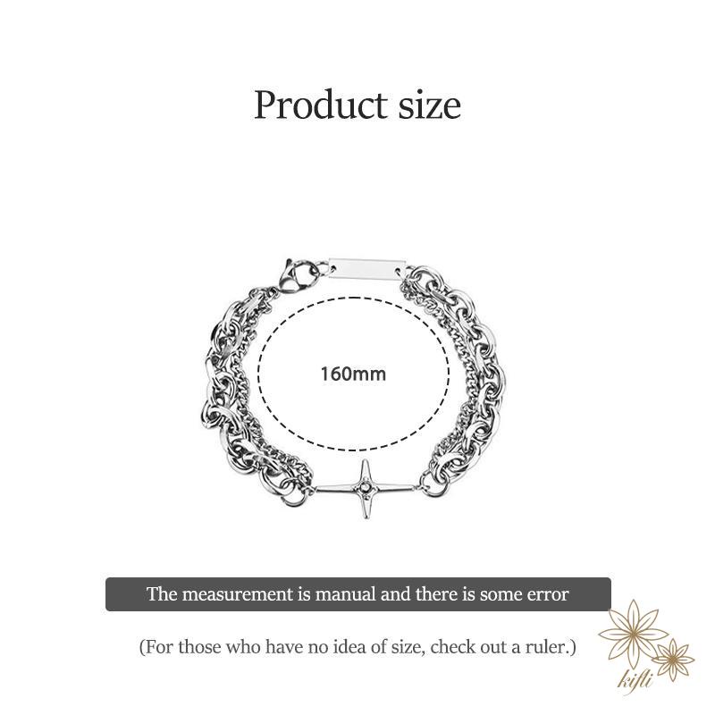 Lắc tay thép titan hai lớp phong cách hip hop cổ điển sành điệu