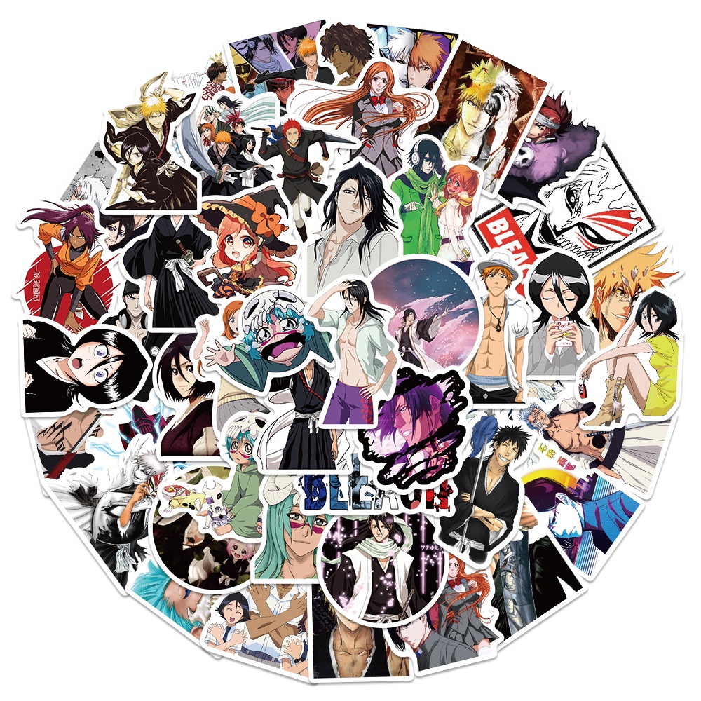 50 cái / lốc bleach stickers nhật bản anime stickers cho máy tính xách tay tủ lạnh hành lý xe máy điện thoại skateboard kids toys