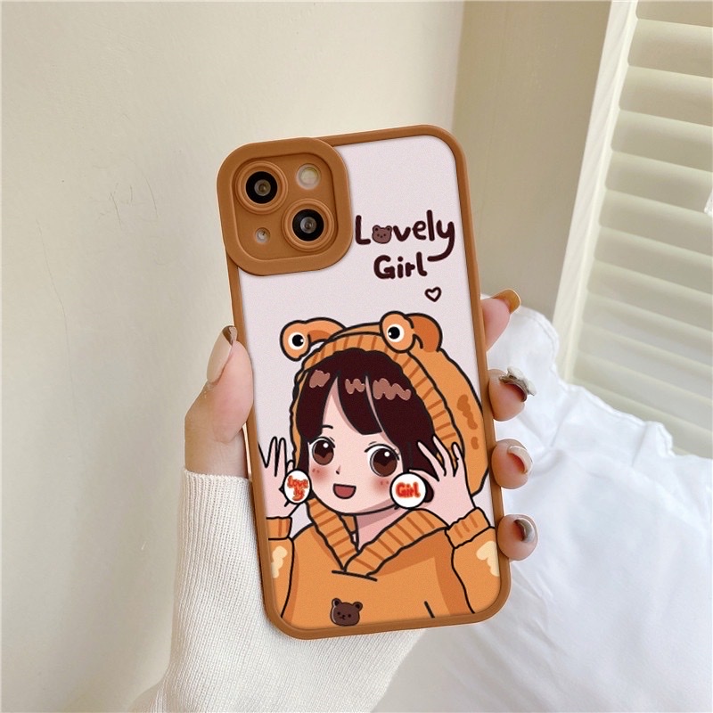 Ốp Lưng Iphone Canh Vuông Bảo Vệ Camera In Hình [Bear]