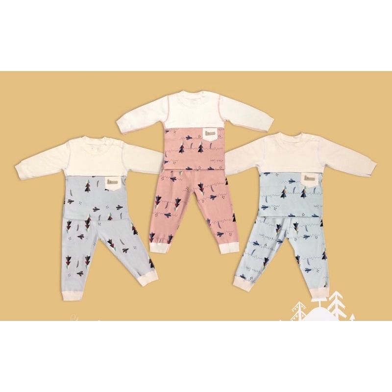 Bộ Quần áo FatherCare trẻ em Cài vai phối túi nỉ DT - Cây thông  FC883