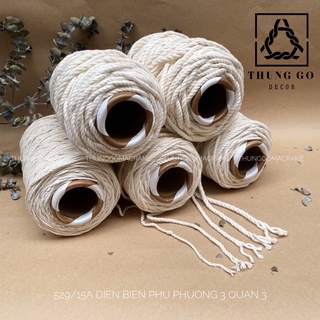 Dây thừng cotton macrame 3 xoắn 5mm TRẮNG KEM