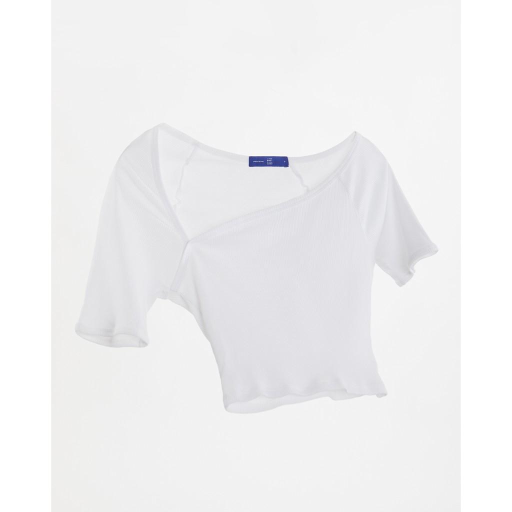 TheBlueTshirt - Áo thun Croptop Nữ - Neckline - Cutout Rib Cotton Top