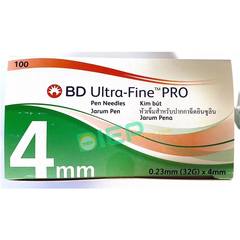 ✅ BD ULTRA-FINE PRO (PEN NEEDLES) 32Gx4mm - Đầu kim bánh ú bút chích Insulin Lantus, Mixtard, Novomix (Chính hãng - Mỹ)