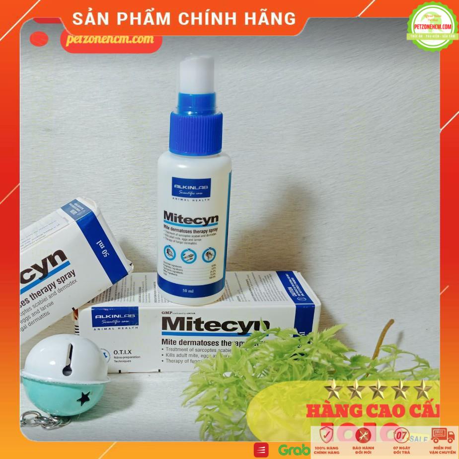 Alkin Mitecyn 50ml 🏷️FREESHIP🏷️ chữa viêm da có mủ-mẩn đỏ-nấm ghẻ-ngứa-demodex cho chó mèo - Chai 50ml - Chính hãng Anh