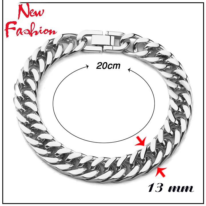 Lắc tay nam inox kiểu lặc đôi 13mm khóa bộ thời trag trắng sáng đẹp, khôg đen, không gỉ - Đem lại đẳng cấp cho người đeo