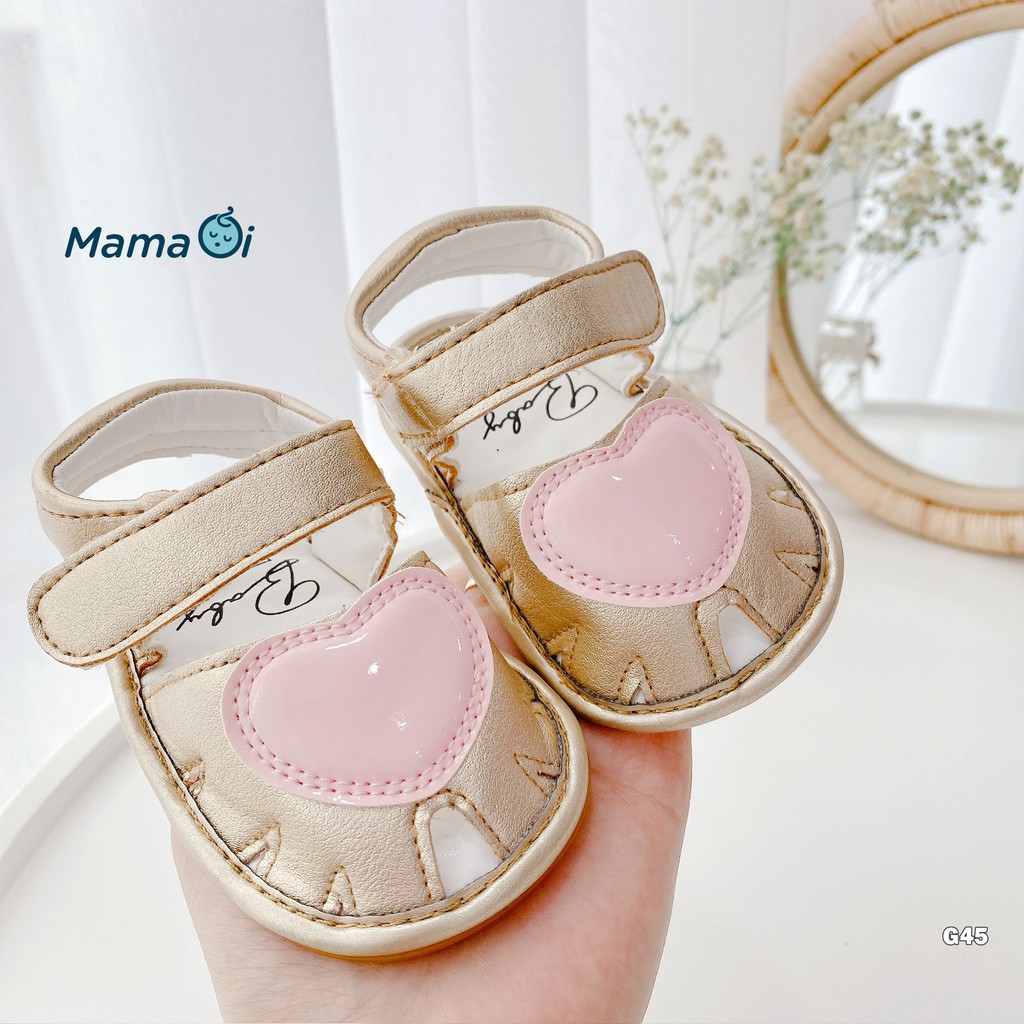 Giày sandal cho bé dép tập đi đế nhựa cao su mềm màu be cho bé yêu 0-18 tháng của Mama ơi - Thời trang cho bé