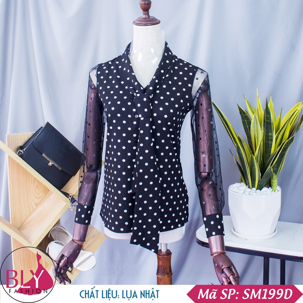 Áo sơ mi nữ cổ nơ chất liệu chéo thái BlyFashion SM199 thời trang công sở cao cấp Thanh lịch Sang trọng