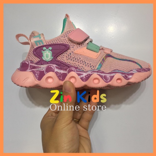 Giày thể thao bé gái đế siêu nhẹ giày len chun quai dán size 32-37 từ 5-13 tuổi