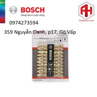 Bộ mũi vặn vít 10 cây Bosch 2608521042 - PH2 (Gold)