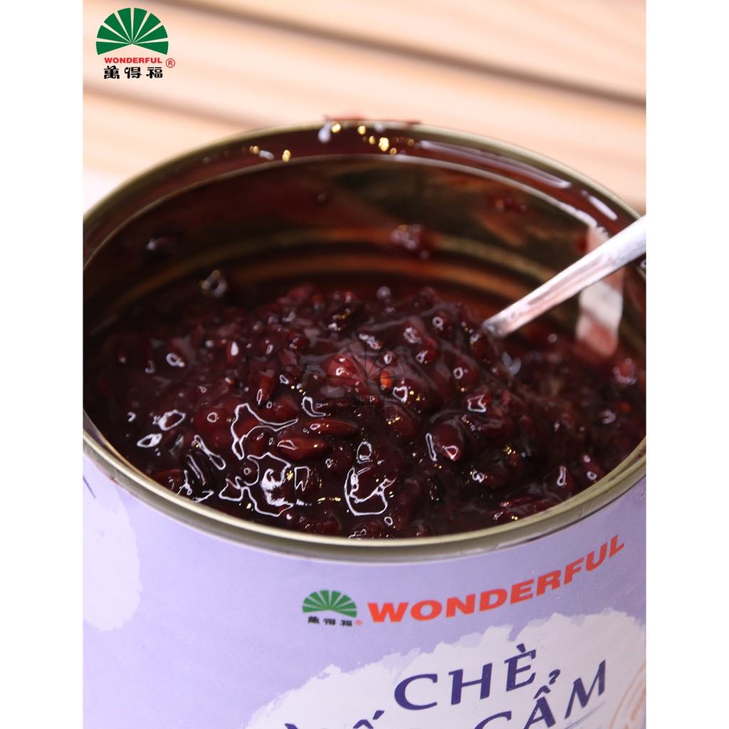 Chè nếp cẩm Wonderful lon 870g topping, thạch