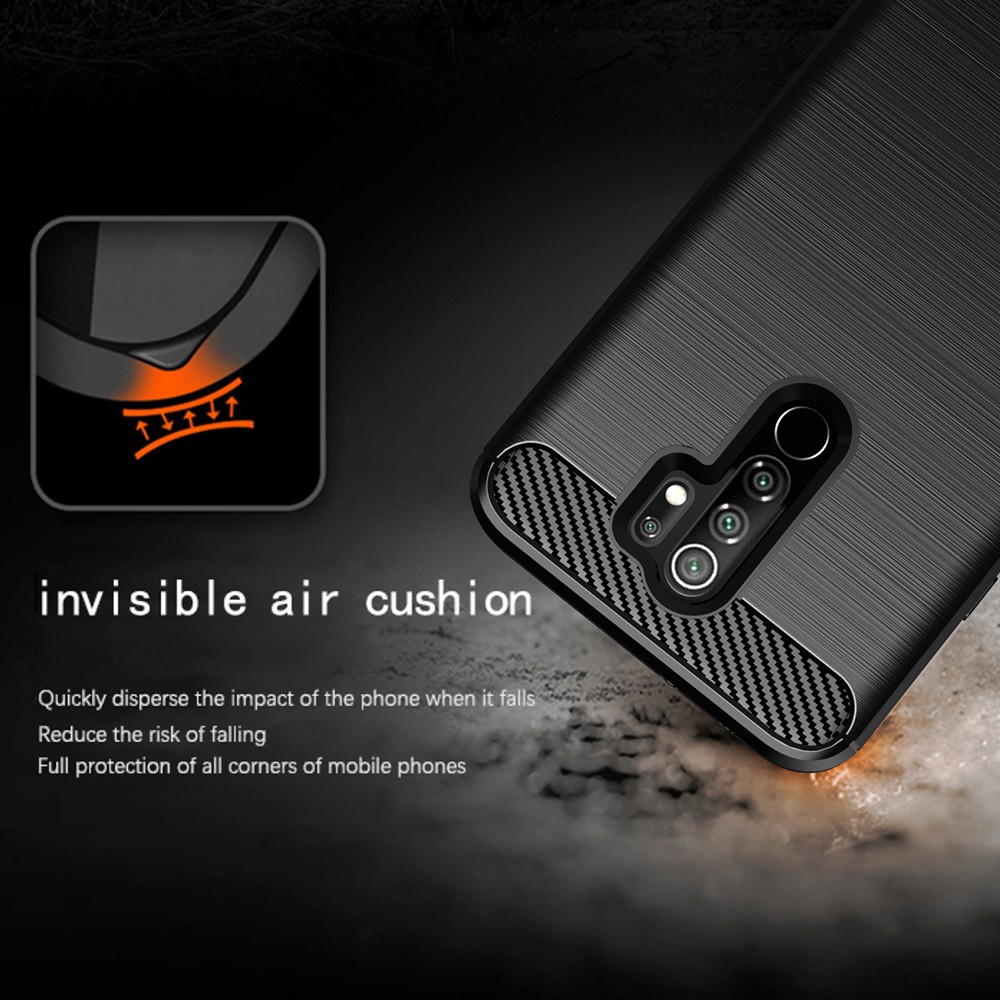 Ốp lưng Xiaomi Redmi 9 9A 9C Cacbon phay xước chống sốc chống vân tay