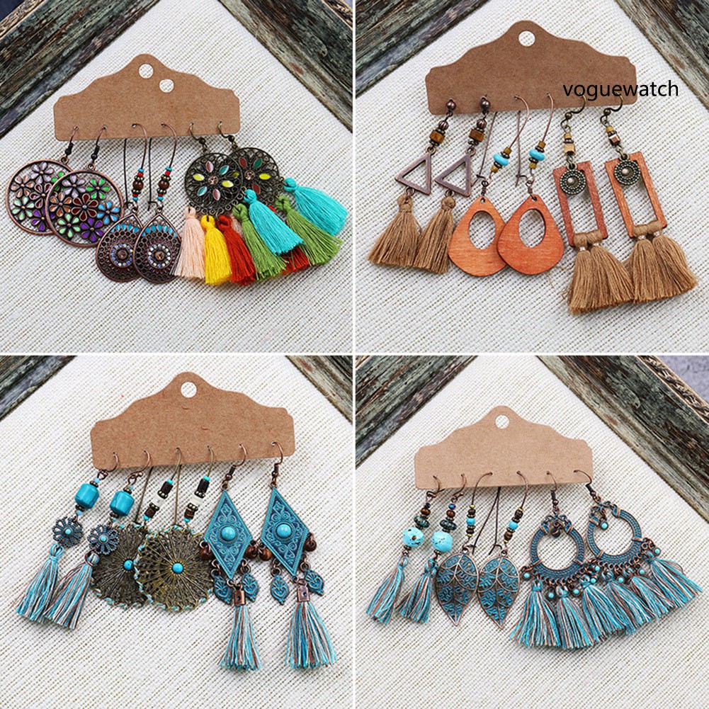 ✿Vog VOG VOG VOG VOG✿Bộ 3 Đôi Khuyên Tai Nữ Phong Cách Bohemian Xinh Xắn