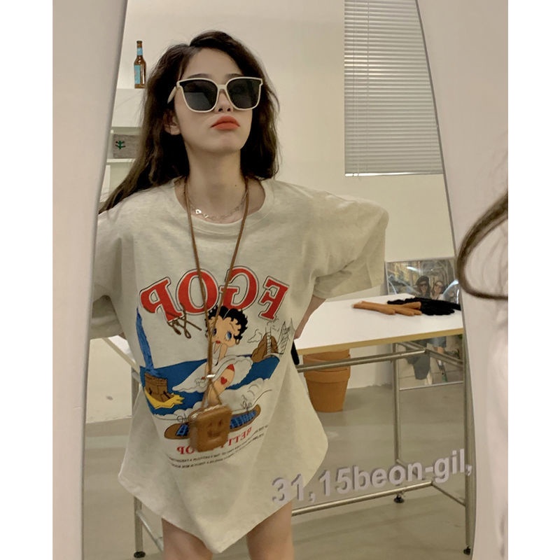 COZOK Áo Thun Tay Ngắn In Họa Tiết Hoạt Hình Phong Cách Retro Dễ Phối Đồ
