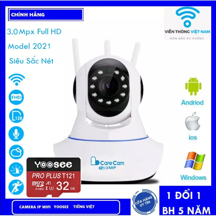  Camera carecam 3rau 3.0Mpx full hd siêu sắc nét xoay 360 độ xem đêm rõ nét