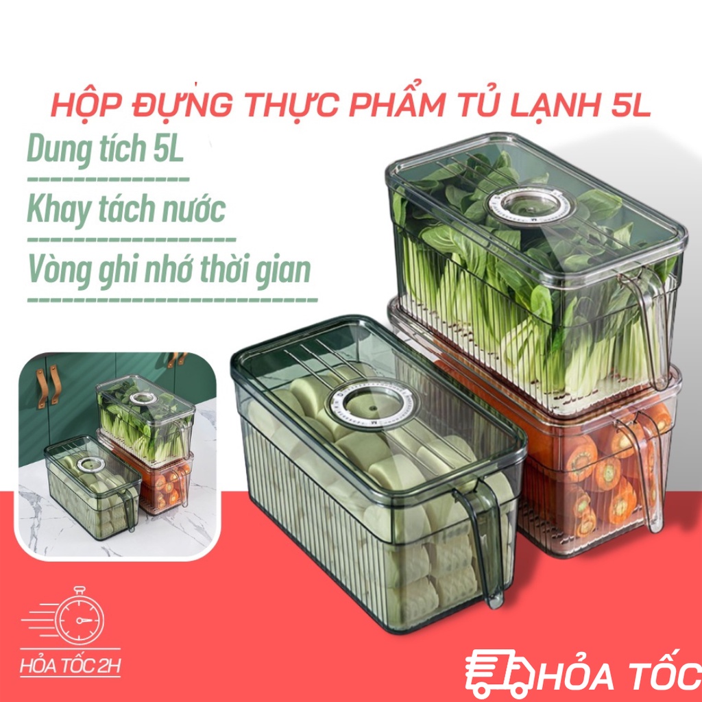 Hộp Đựng Thực Phẩm Tủ Lạnh Tách Nước Có Tay Cầm, Chất Liệu Cao Cấp, Trong Suốt, Đảm Bảo An Toàn Sức Khoẻ