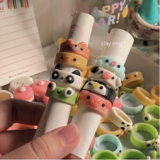 Nhẫn đất sét handmade hình động vật dễ thương mẫu 1