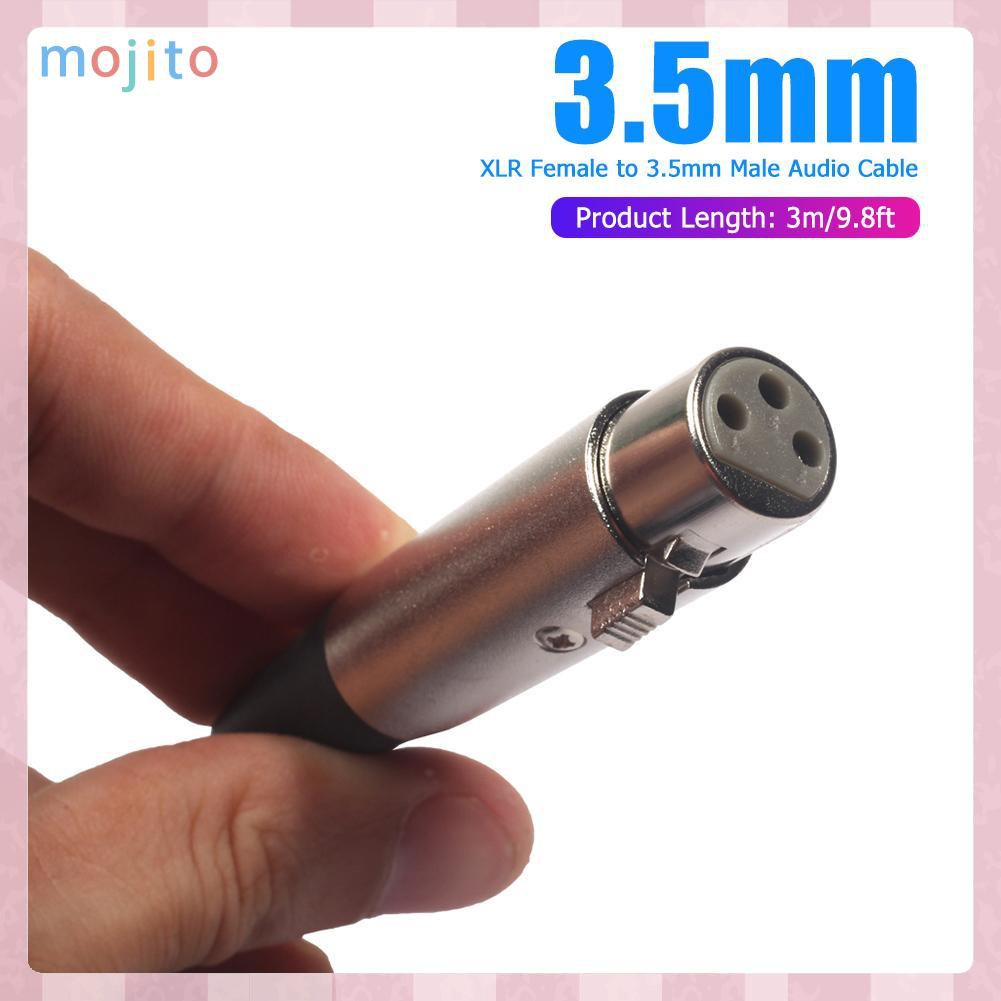 MOJITO 3 Pin XLR Female to 3.5mm 1/8 inch TRS Stereo Jack Male Mic Audio Cable