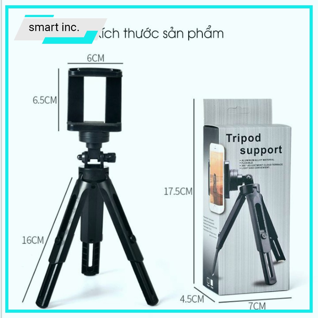 Giá Đỡ Điện Thoại Tripod 3 Chân Gấp Gọn Selfie Bluetooth Chụp Hình Quay Phim Xoay 360 Độ