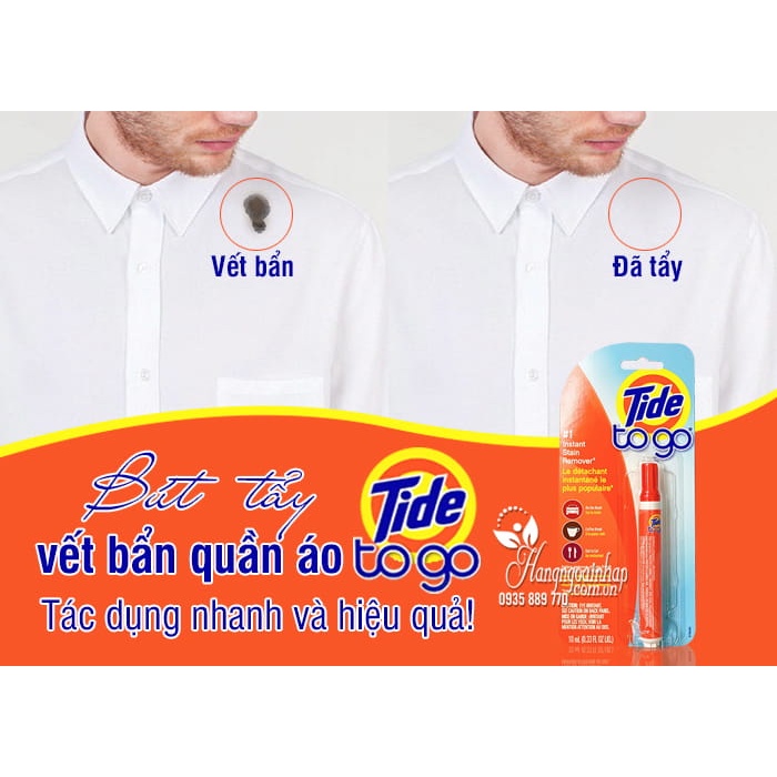 Bút Tẩy Vết Bẩn Quần Áo Tức Thì Tide To Go 10ml Tẩy Sạch &amp; Tiện Lợi