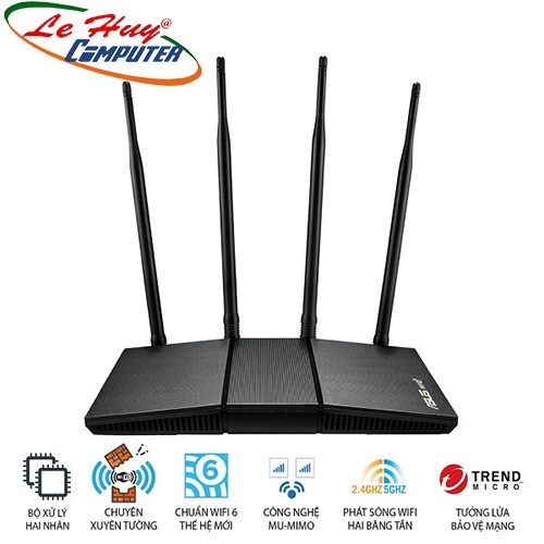 Bộ phát wifi 6 Asus RT-AX1800HP MU-MIMO AX1800Mbps
