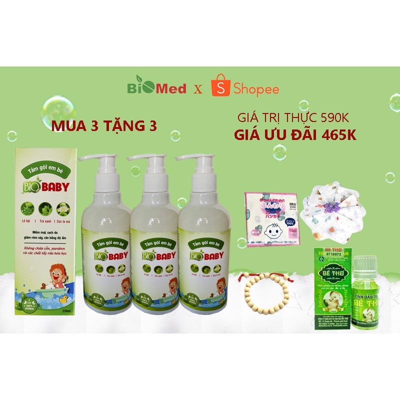 [COMBO KHUYẾN MÃI]Gel tắm bé 100% Thảo dược từ Thiên nhiên Biobaby 250ml - BO02