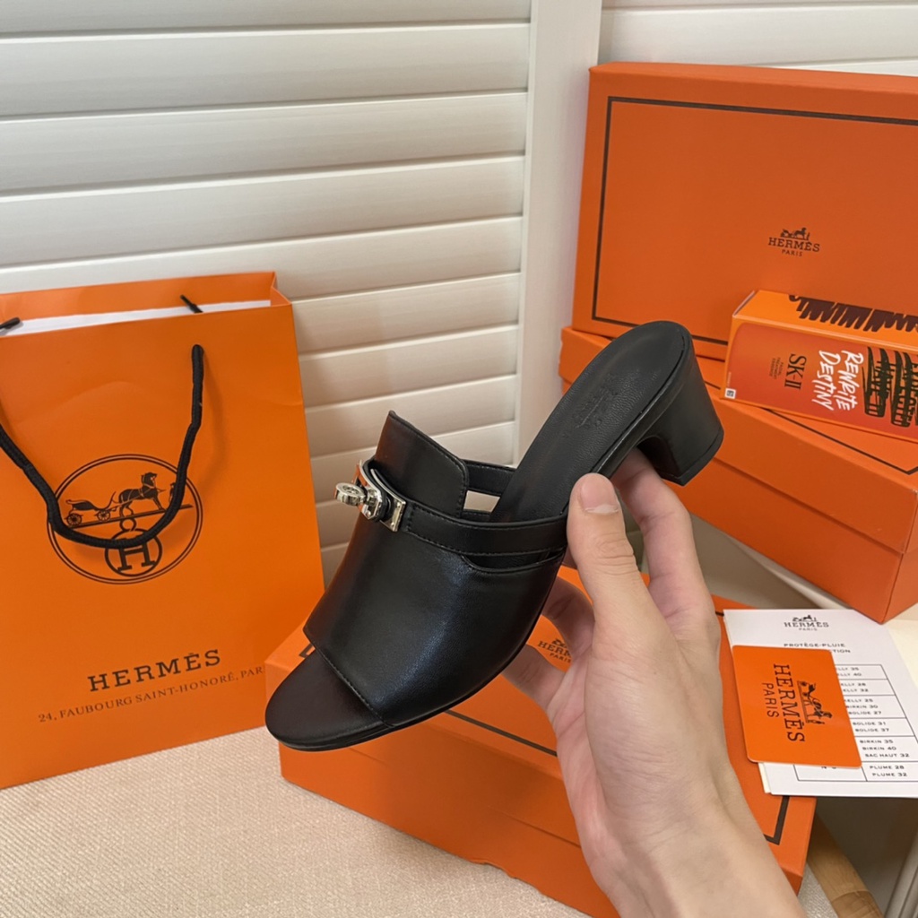 Giày sandal Cao Gót Màu Kẹo Khóa H Cho Nữ