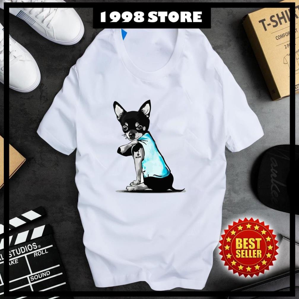 FREE SHIP ❤️ÁO THUN UNISEX HOẠT HÌNH CARTOON CÓ HÌNH XĂM I LOVE MOM TRÊN BẮP TAY CÚN CON DỄ THƯƠNG - FORM RỘNG