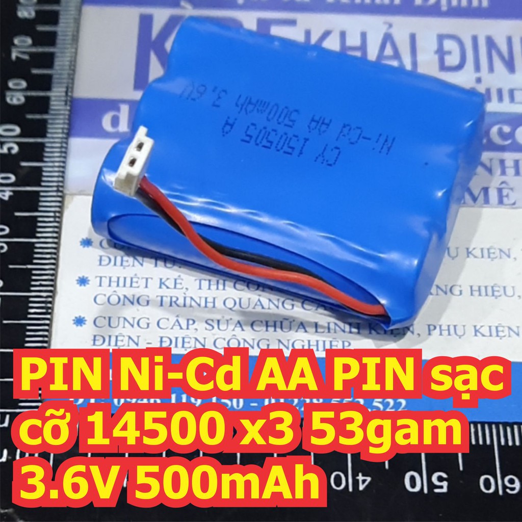 PIN Ni-Cd AA PIN sạc cỡ 14500 x3 53gam 3.6V 500mAh kde7219