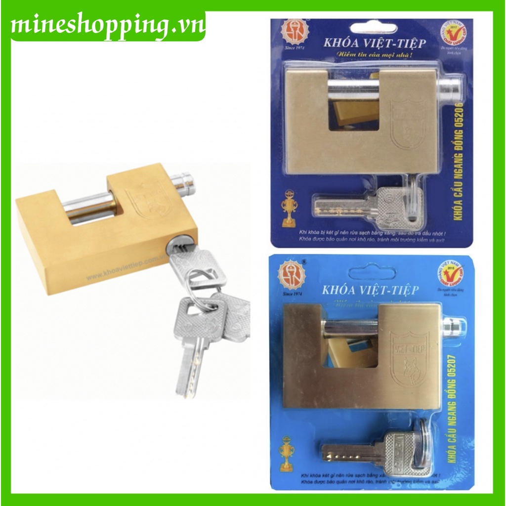 Ổ khoá cầu ngang Việt Tiệp chịu lực chống cắt cao cấp - Mẫu CN05206/CN05207(Khoá cửa, khoá phòng, tủ...)