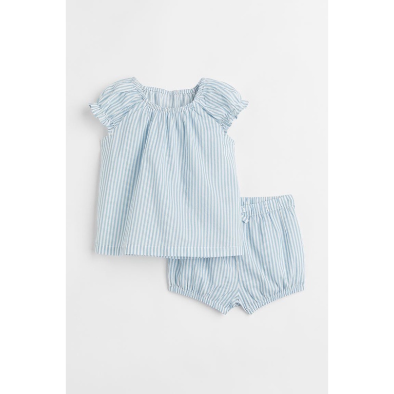 Set cotton bé gái sọc xanh, Hờ mờ US săn SALE