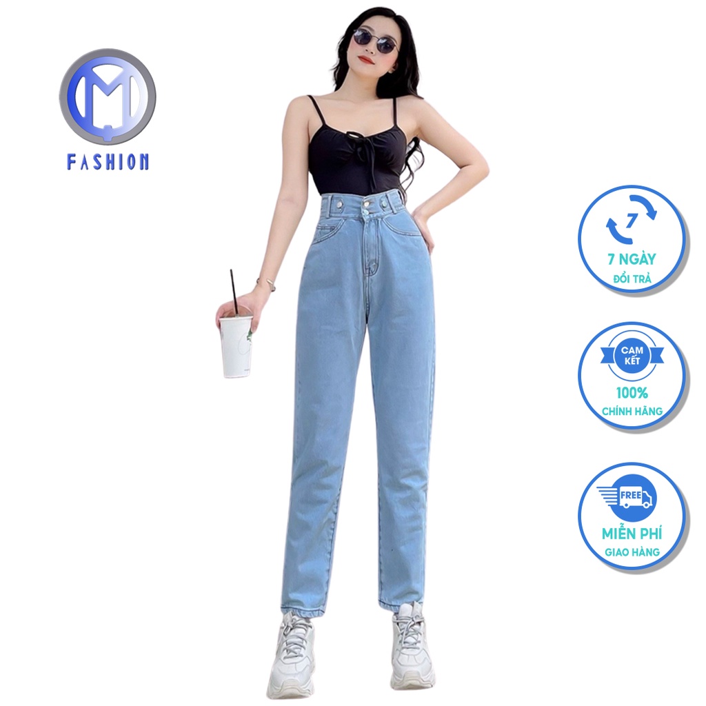 Quần baggy Nữ dáng suông lưng cao 2 nút phong cách Hàn quốc M Fashion 3216