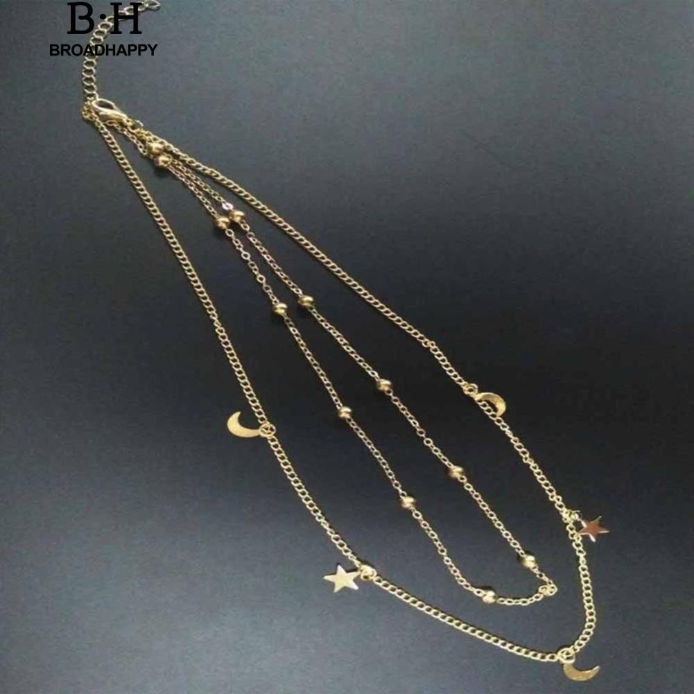 Dây chuyền nhiều lớp mặt hình trăng sao phong cách vintage