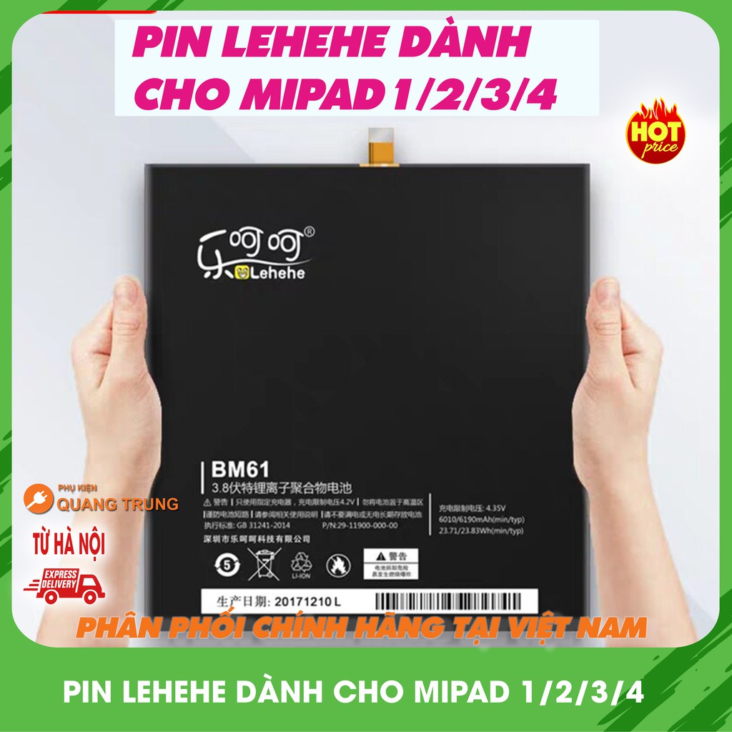 Pin lehehe dành cho xiaomi mipad1,mipad2,mipad3,mipad4,bảo hành 6 tháng,pin dung lượng cao