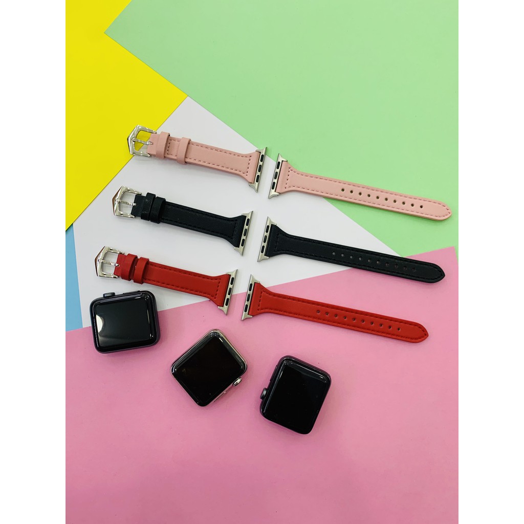 Dây da bản nhỏ của phái nữ dành cho Apple Watch Size 38mm / 40mm / 42mm / 44mm Serial 1 2 3 4 5