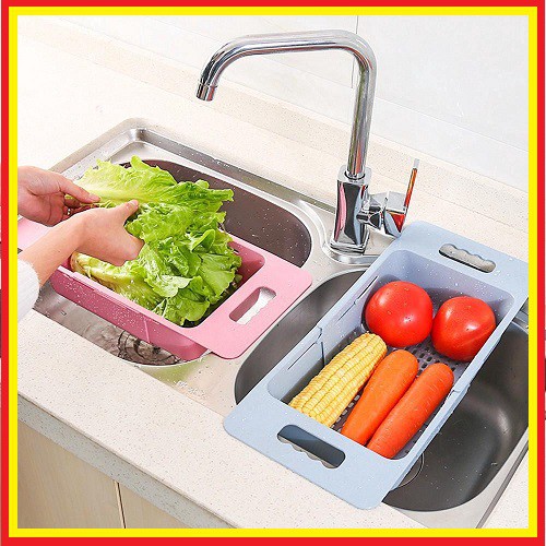 Rổ gác bồn rửa bát thông minh gấp gọn, khay nhựa đa năng có thể điều chỉnh kích thước gài bồn rửa chén siêu tiện dụng