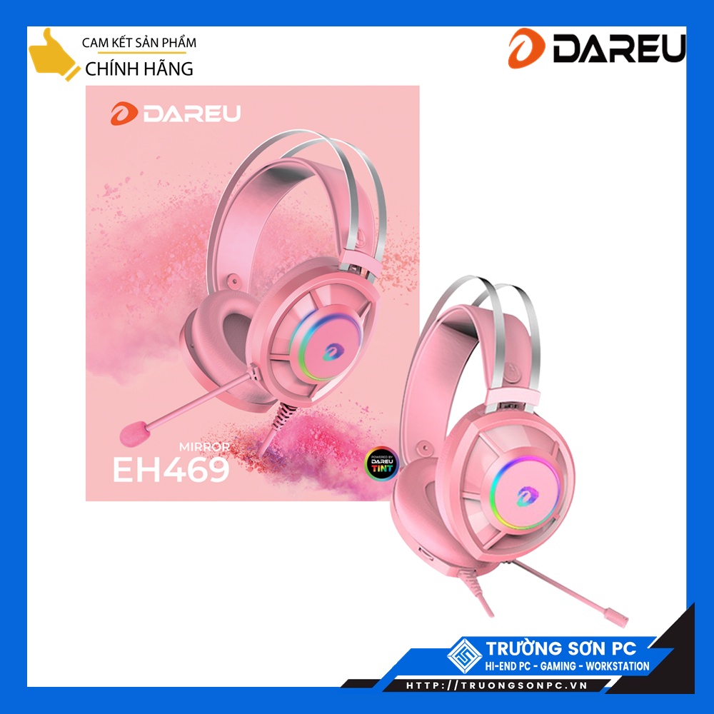 Tai Nghe Dareu EH469 RGB Gaming | USB, 7.1, LED RGB, Pink Hồng