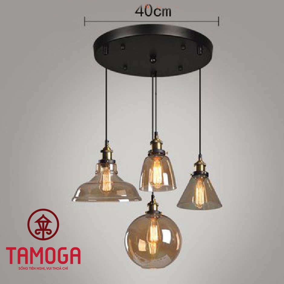 Đèn Thả trần thủy tinh màu trà, màu vàng khói DT 0605