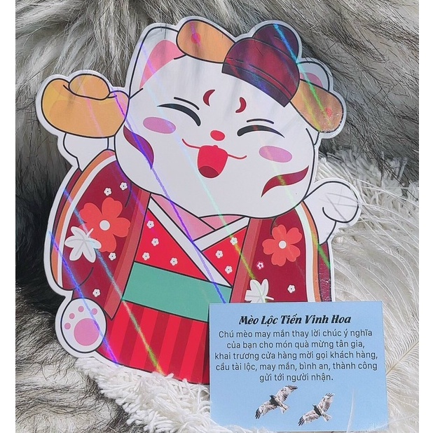 Set 12 Lì Xì Chibi Mèo Nhật Bản May Mắn - Lì Xì Tết Thần Tài Bản To Cao Cấp - Lana Queen