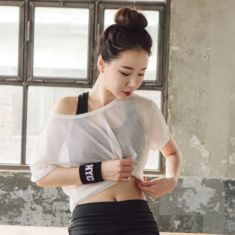 Áo Croptop Lưới Thể Thao Mỏng Cho Nữ Màu Trắng Giá Rẻ