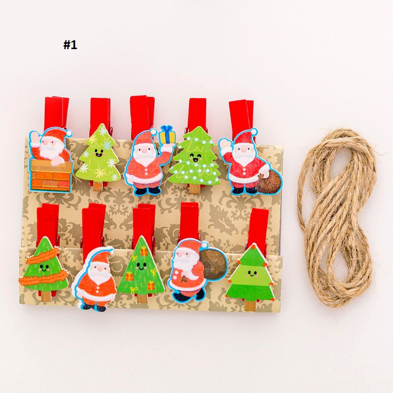 10c Kẹp gỗ trang trí giáng sinh cây thông NOEL quà tặng giáng sinh xinh xắn