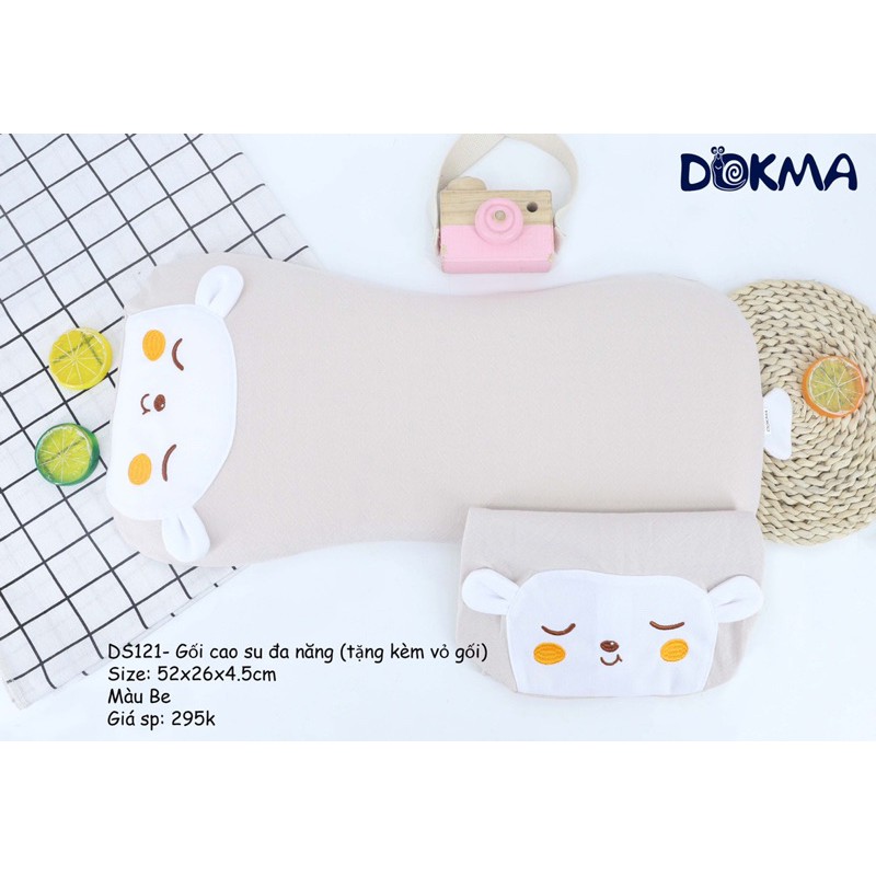 Gối cao su non Dokma 52*26cm tặng kèm 1 vỏ gối