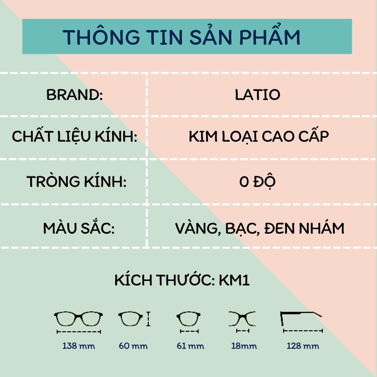 Mắt kính nữ LATIO cao cấp kính thời trang 0 độ với thiết kế gọng tròn Bassic form chuẩn đẹp Version 2 News 2021 - KM1