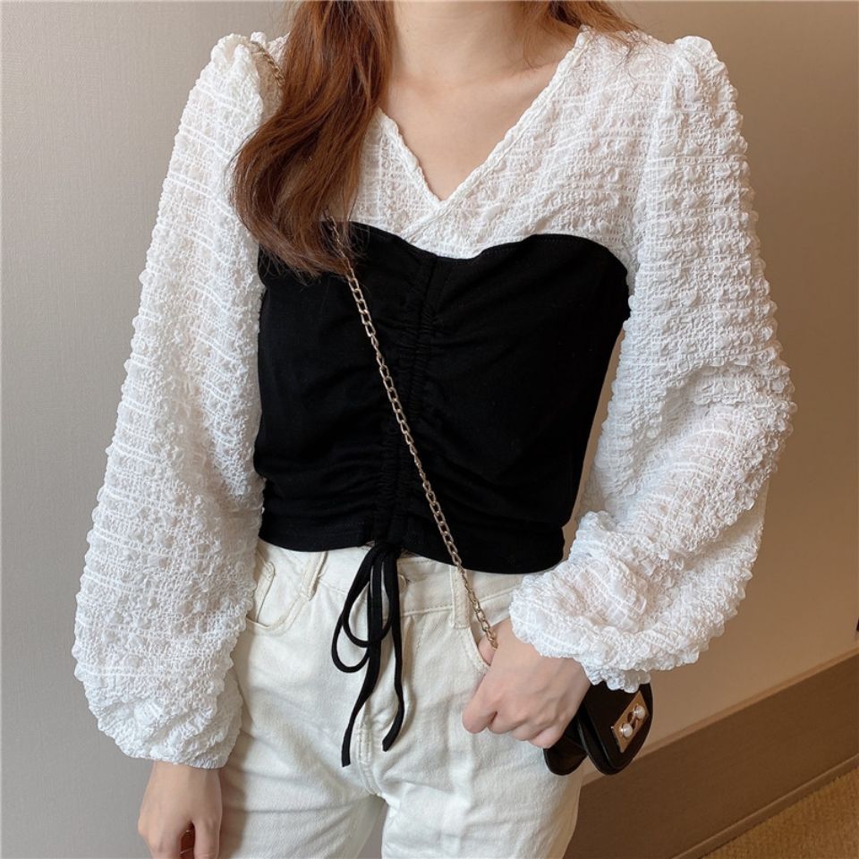 Áo kiểu nữ dài tay dáng rộng thời trang Hàn Quốc ngọt ngào