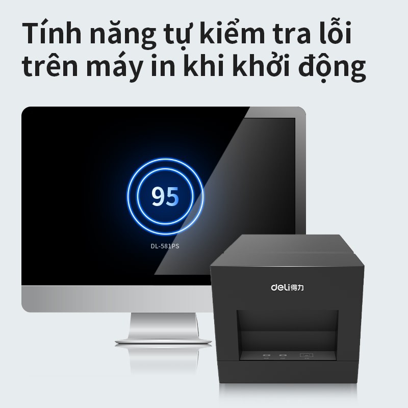 Máy in hóa đơn nhiệt Deli - màu đen - dòng PWs hỗ trợ kết nối bluetooth không dây