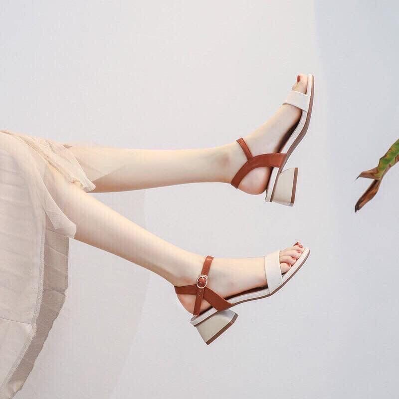 sandal gót gỗ phong cách hàn quốc | BigBuy360 - bigbuy360.vn