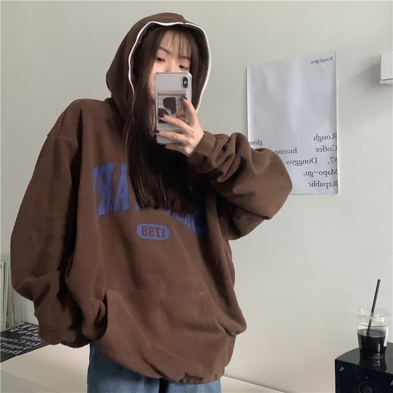 Áo hoodie tay dài in chữ phong cách retro | BigBuy360 - bigbuy360.vn