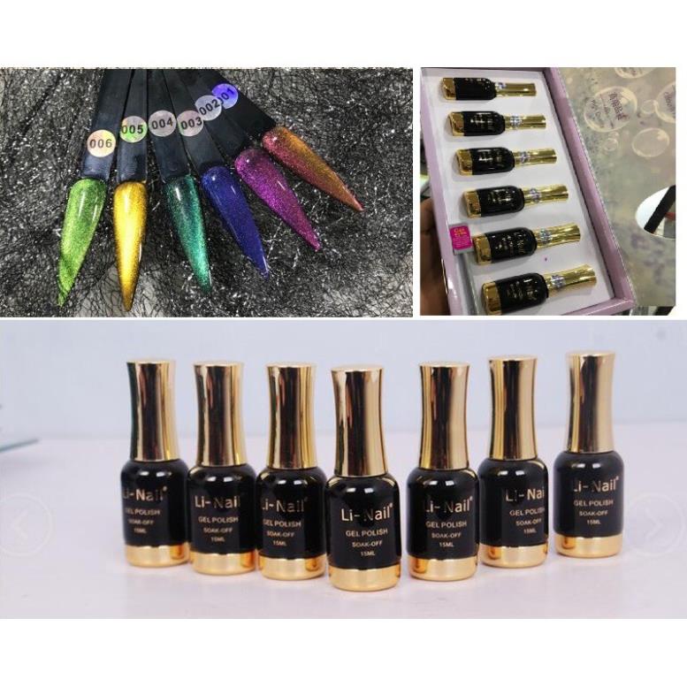 Sơn mắt mèo 9D Li-Nails ( set 6 màu )_[tặng bảng màu _tặng nam trâm]