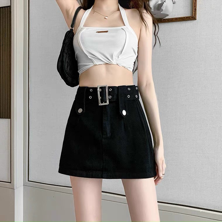 Chân váy ngắn nữ có đai dây nịt cá tính phong cach ulzzang