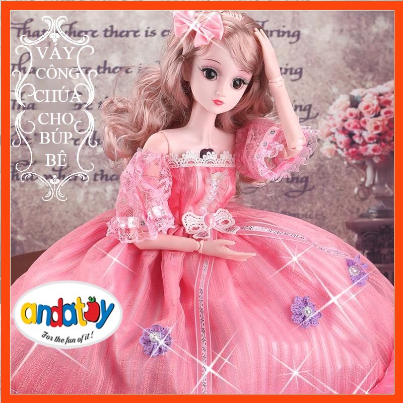 Váy công chúa cho búp bê 60cm sang trọng xinh đẹp phụ kiện búp bê ANDATOY AD953